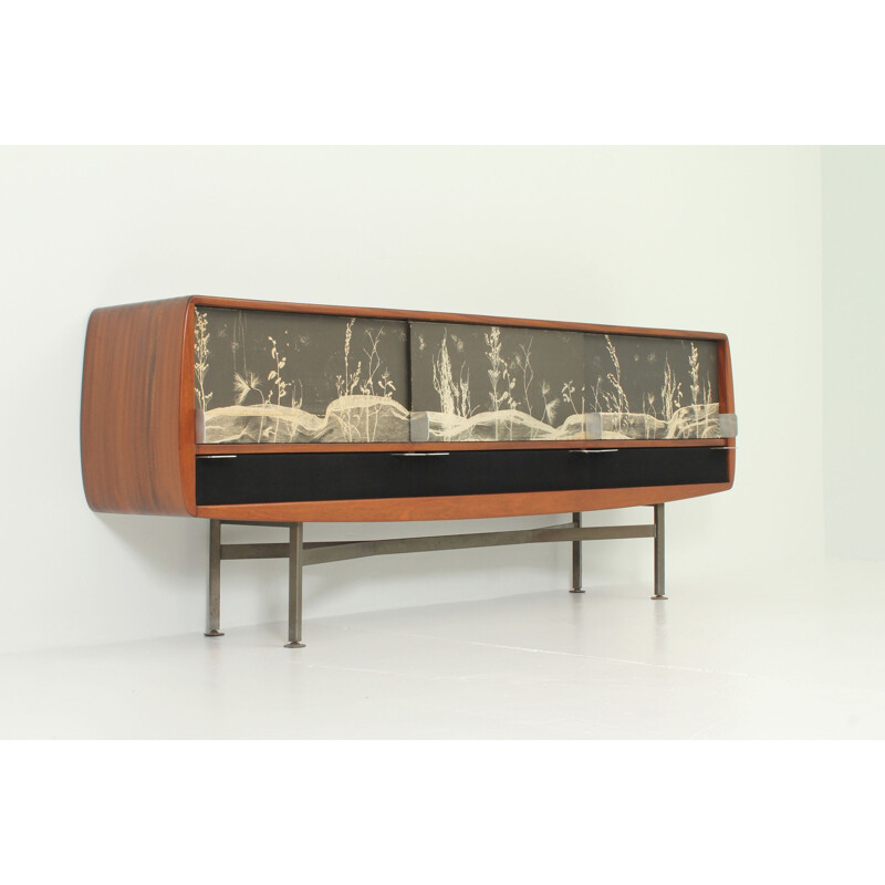 Vintage sideboard by Roger Landault in tropical wood 1960