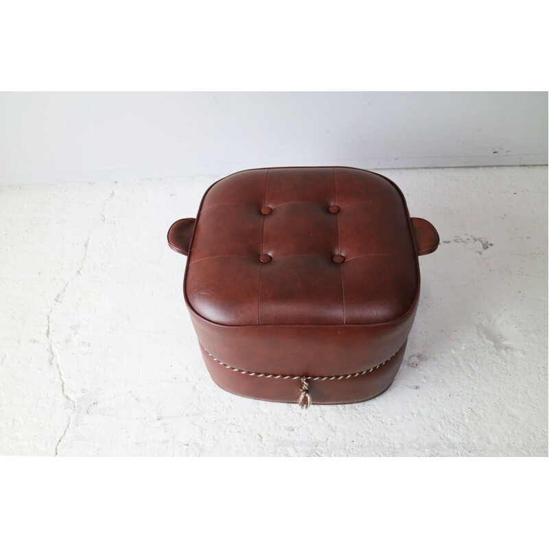 Vintage foot stool made of vinyl from UK 1970