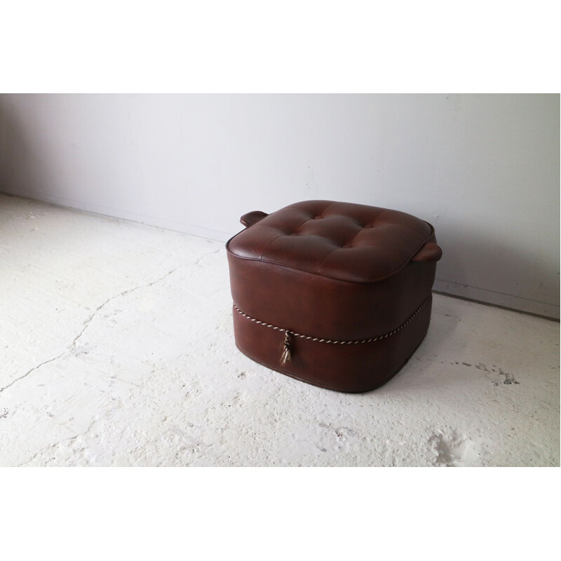 Vintage foot stool made of vinyl from UK 1970