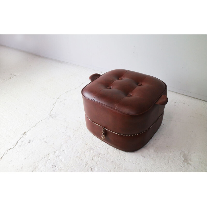 Vintage foot stool made of vinyl from UK 1970