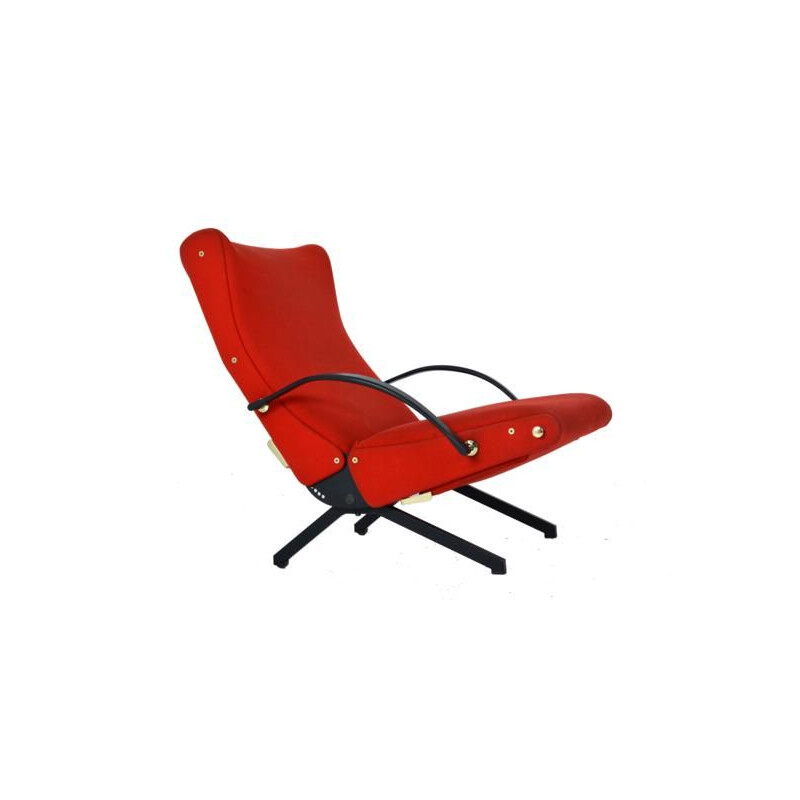 Fauteuil lounge vintage rouge P40 par Osvaldo Borsani pour Tecno