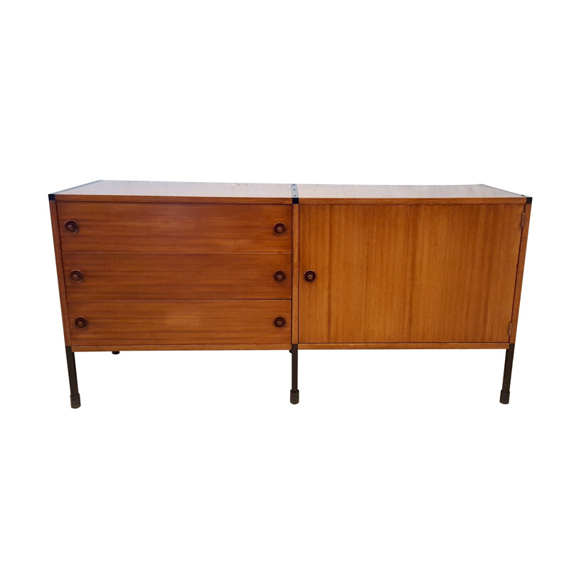 Adjustable sideboard in oakwood and metal, ARP (Guariche, Motte and Mortier) - 1950s