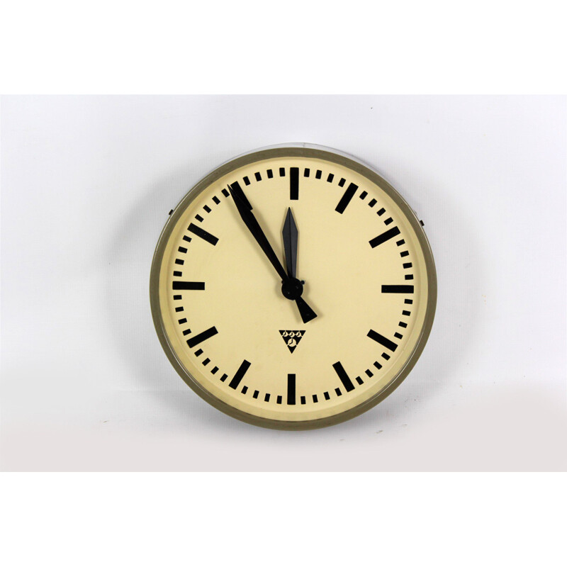 Vintage industrial railway clock by Pragotron