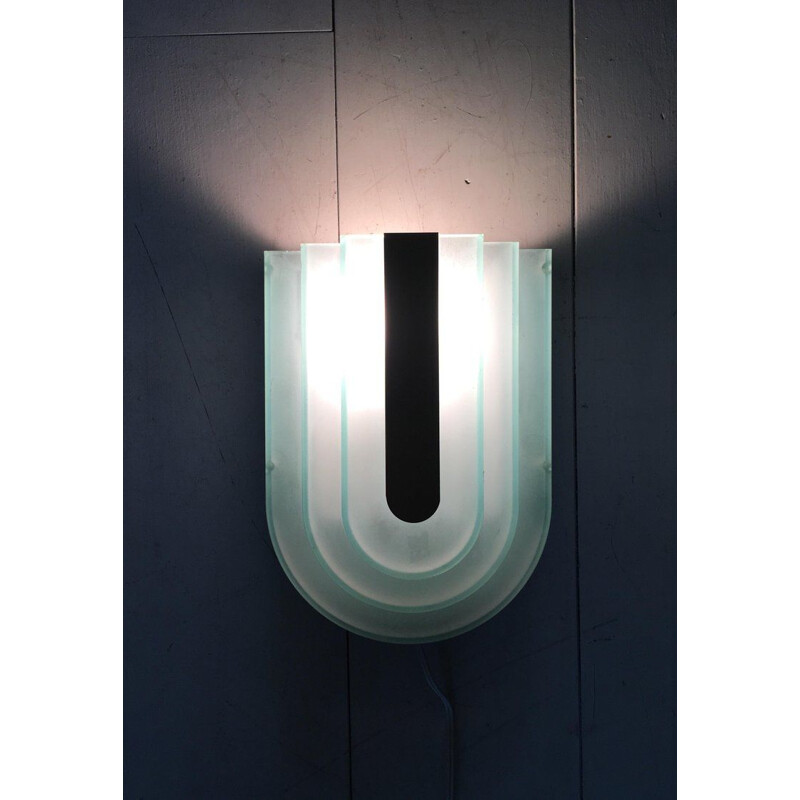 Vintage plastic and metal memphis style wall lamp by Herda, 1980