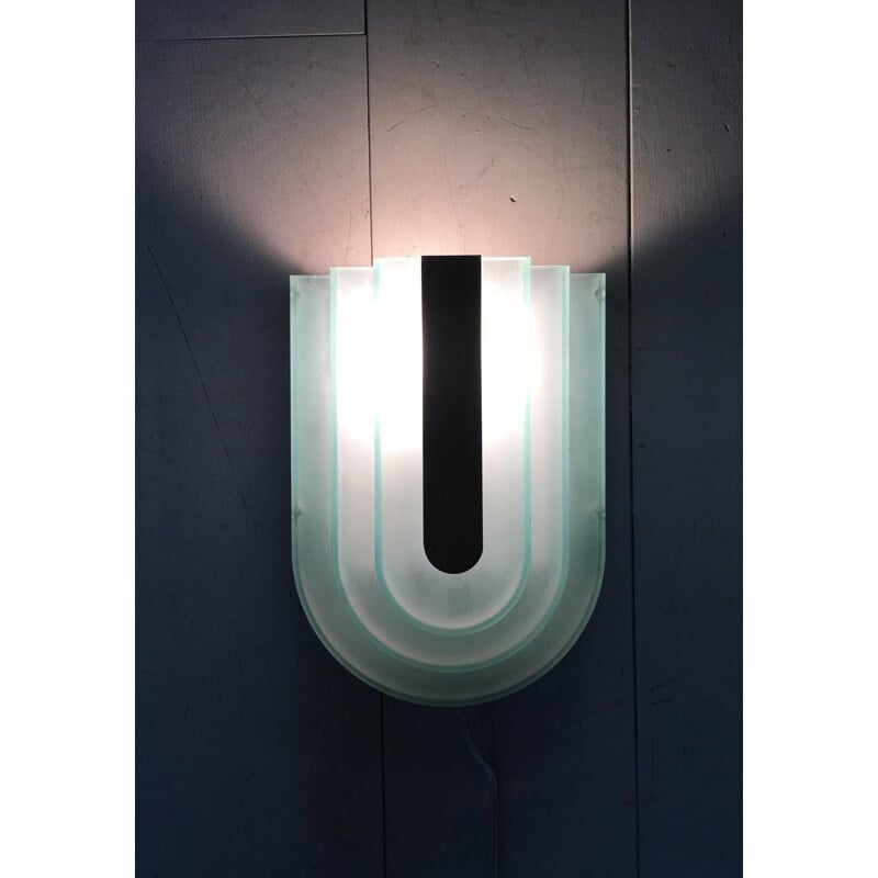 Vintage plastic en metalen wandlamp in de memphis stijl door Herda, 1980