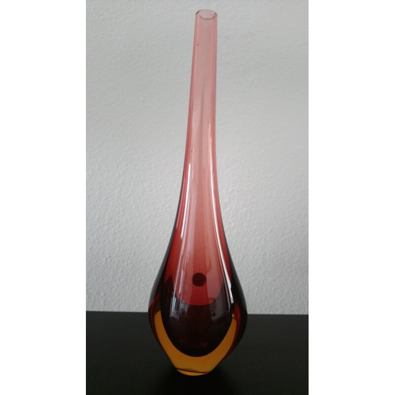 Large vintage vase in Murano Sommerso glass