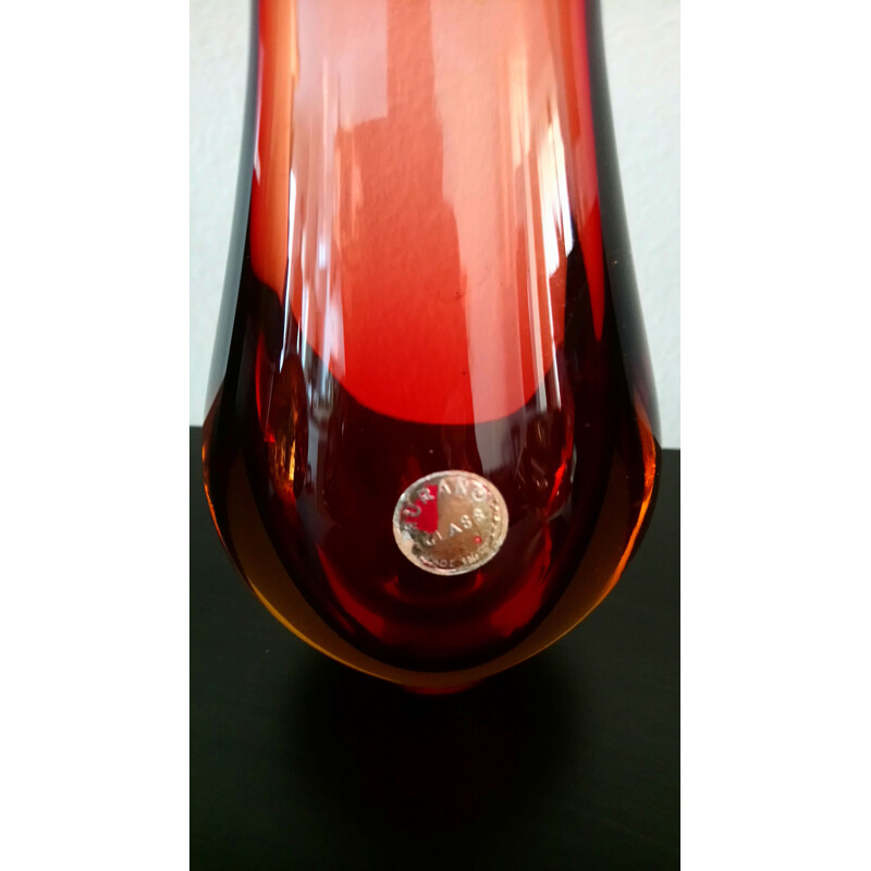 Grand vase vintage soliflore en verre de Murano Sommerso