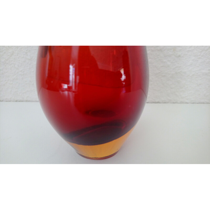 Grand vase vintage soliflore en verre de Murano Sommerso