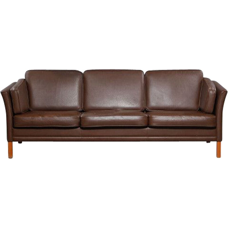 Vintage 3-seaters sofa MH2225 by Mogens Hansen in brown leather