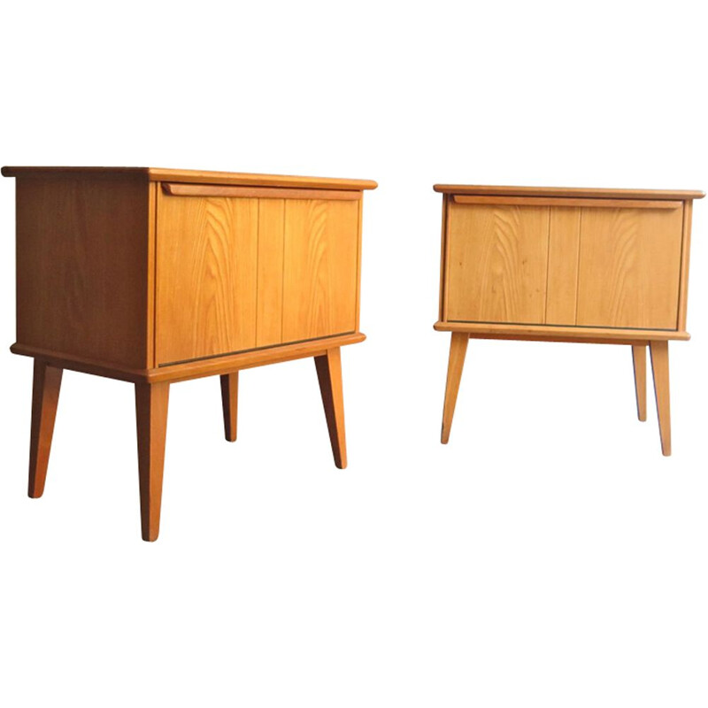 Pair of vintage bedside tables with storage compartment 1960