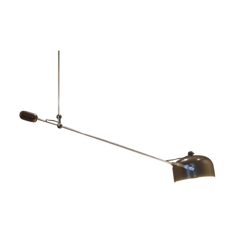 Industrial hanging lamp in metal and chromium, Anvia edition - 1960s