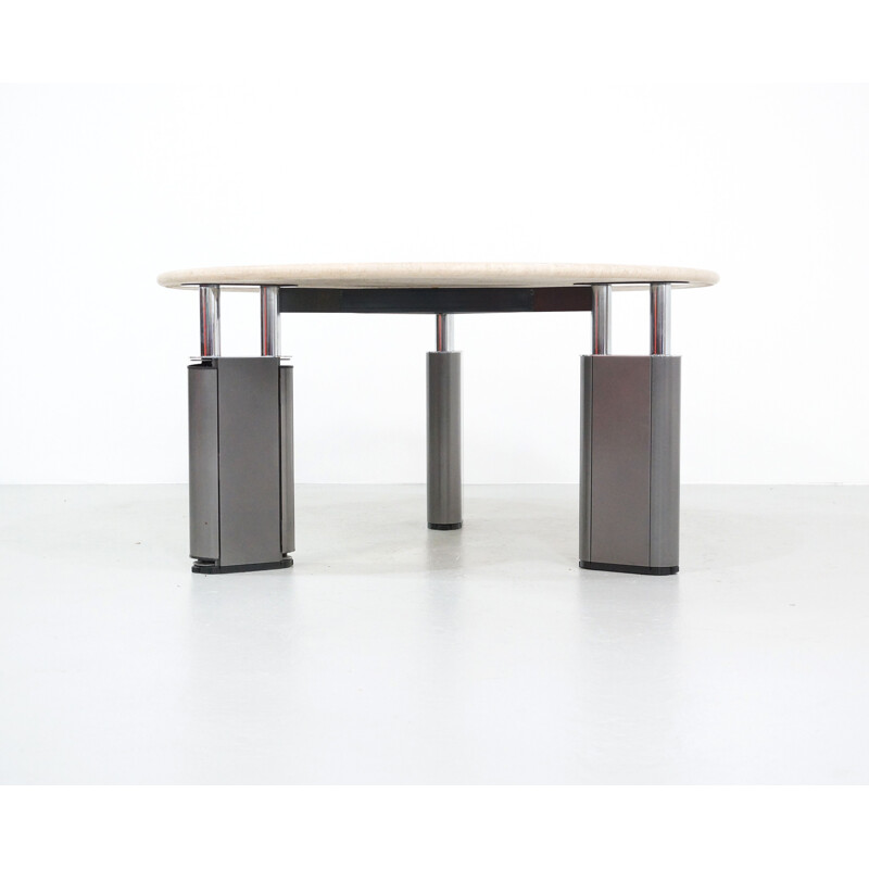 Vintage KUM dining table in travertine by Gae Aulenti