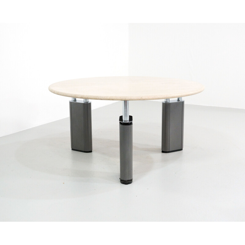 Vintage KUM dining table in travertine by Gae Aulenti