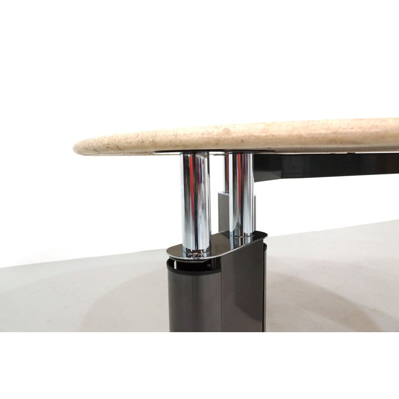 Vintage KUM dining table in travertine by Gae Aulenti