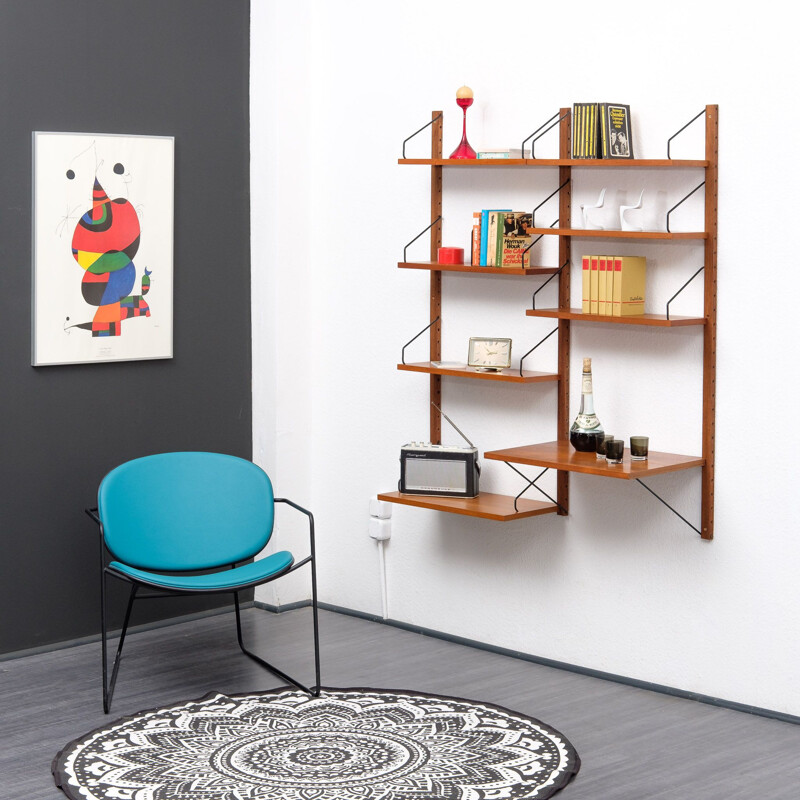 Vintage modular shelving system in teak