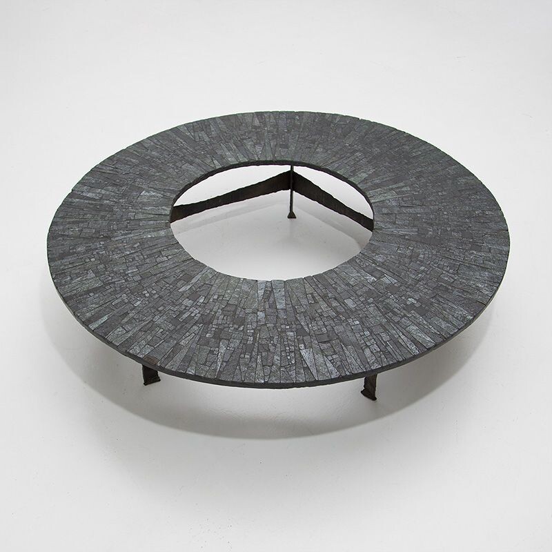 Vintage circular coffee table by Pia Manu