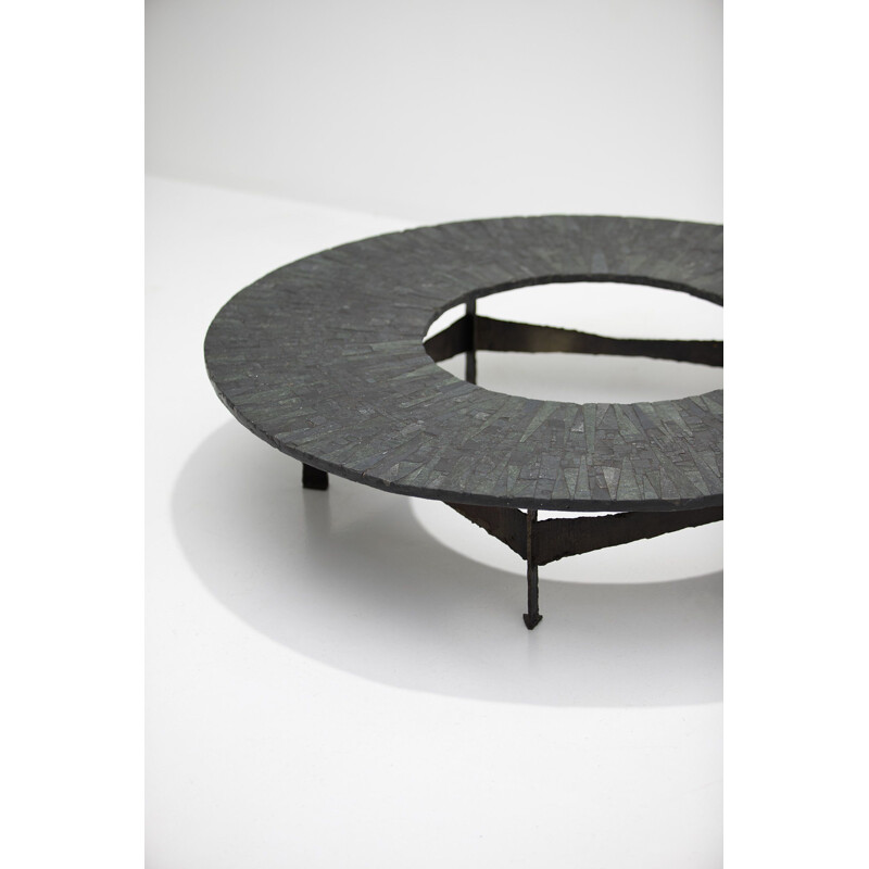 Vintage circular coffee table by Pia Manu