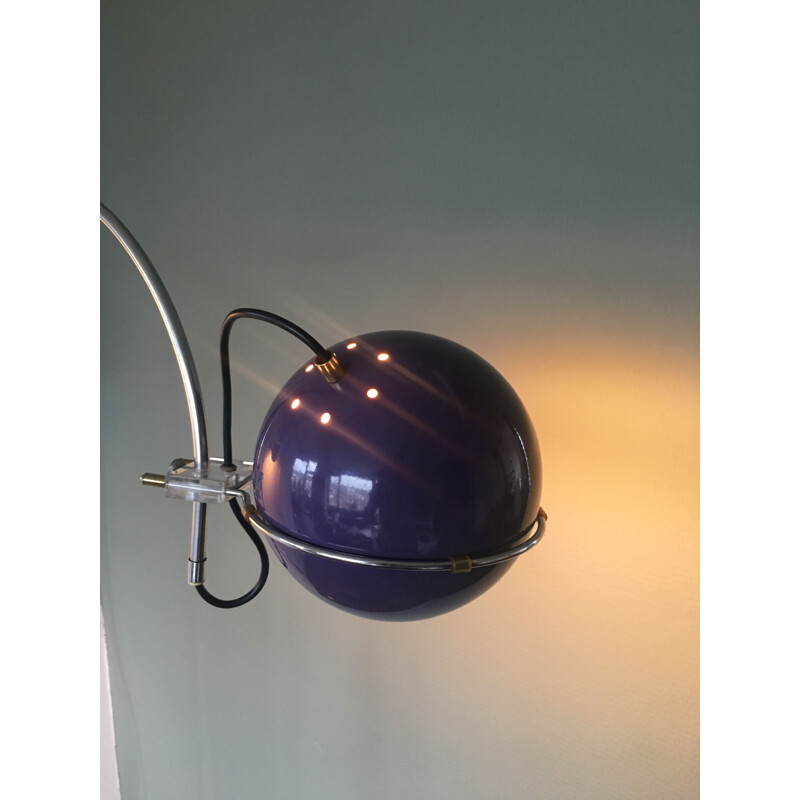 Vintage purple arc floor lamp from Gepo