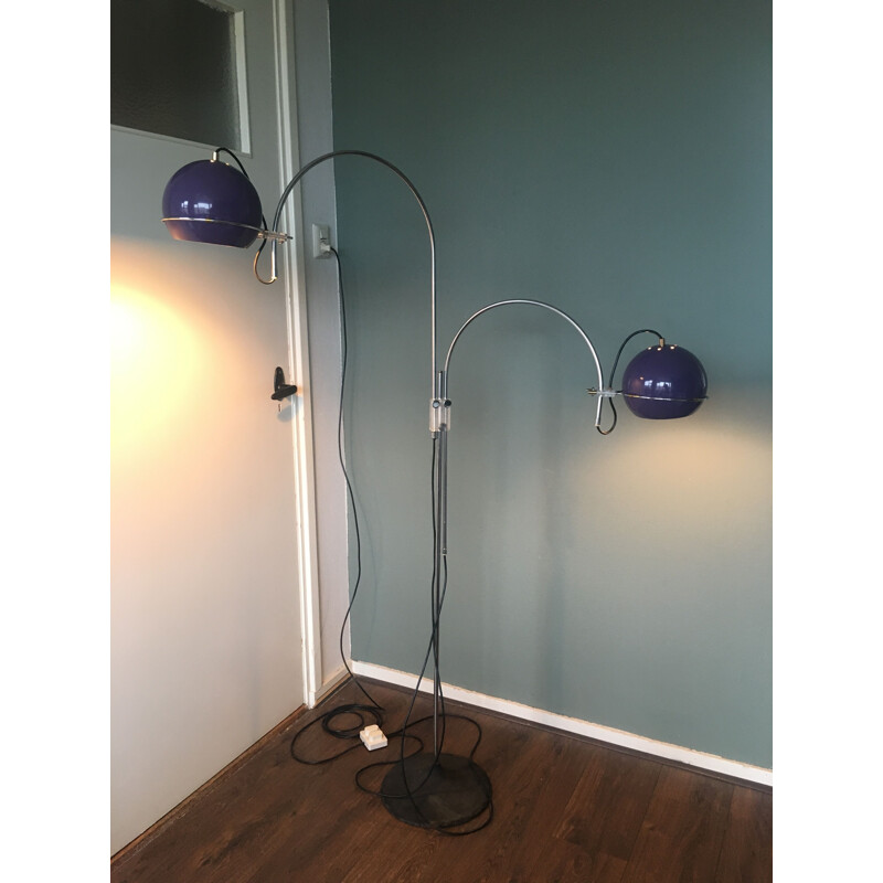 Vintage purple arc floor lamp from Gepo