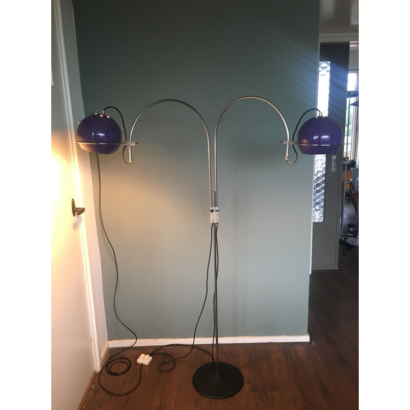 Vintage purple arc floor lamp from Gepo