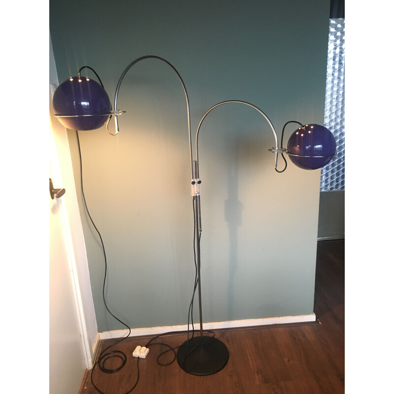 Vintage purple arc floor lamp from Gepo