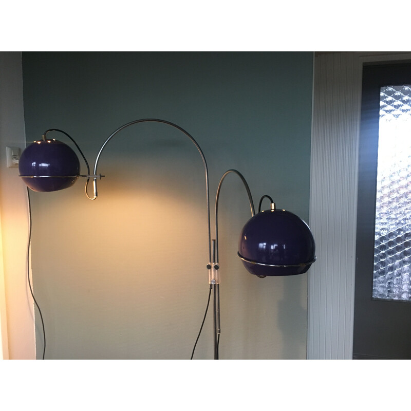 Vintage purple arc floor lamp from Gepo