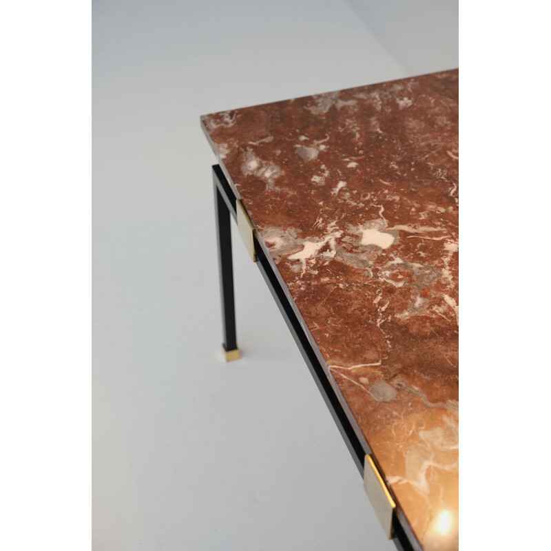 Table basse en marbre brun-rouge vintage