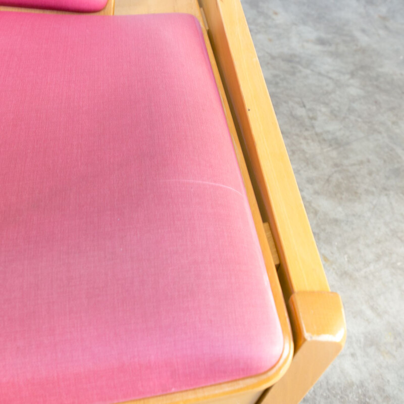 Fauteuil lounge vintage argos en contreplaqué et tissu rose pour Baumann