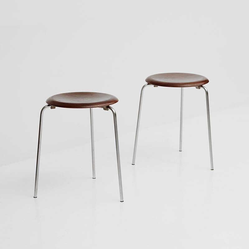 Set of 2 dot stacking stools by Arne Jacobsen