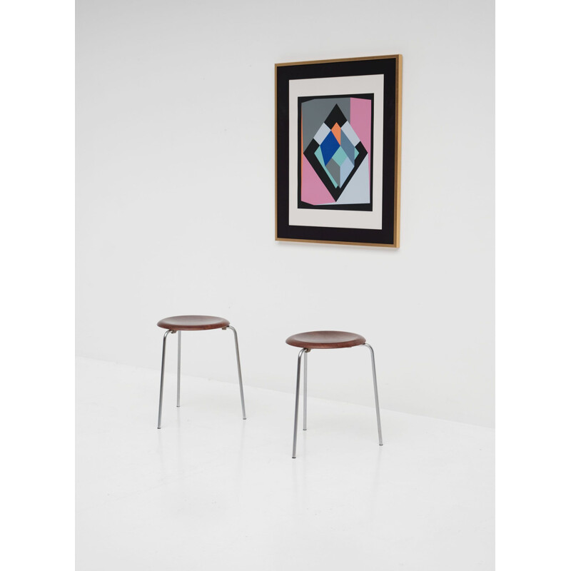 Suite de 2 tabourets vintage empilables par Arne Jacobsen