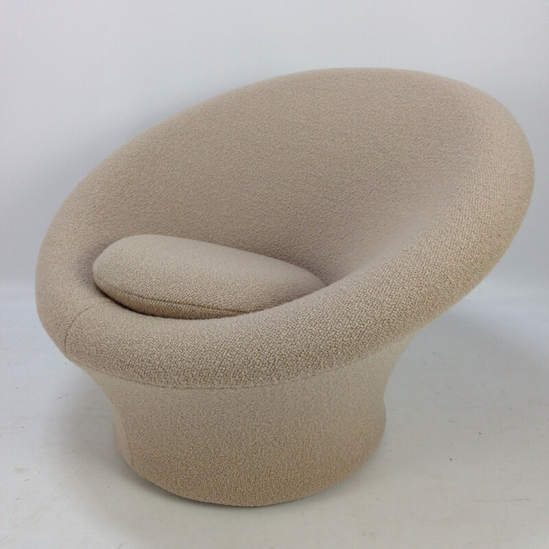 Vintage mushroom armchair with footstool by Pierre Paulin for Artifort with Pierre Frey's wool