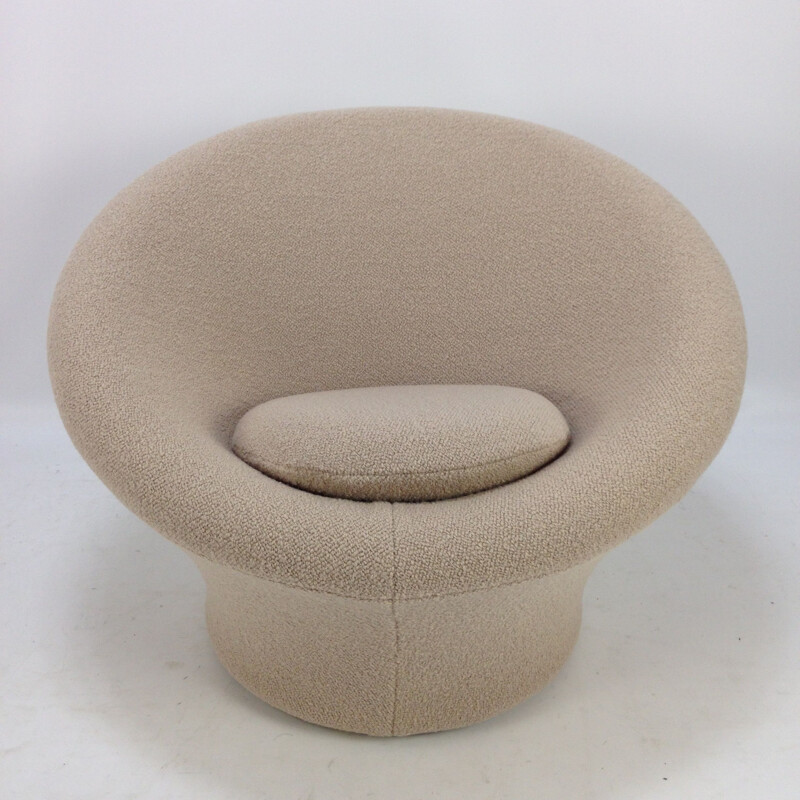 Vintage mushroom armchair with footstool by Pierre Paulin for Artifort with Pierre Frey's wool