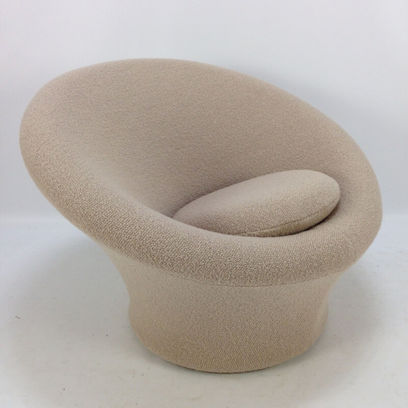 Vintage mushroom armchair with footstool by Pierre Paulin for Artifort with Pierre Frey's wool