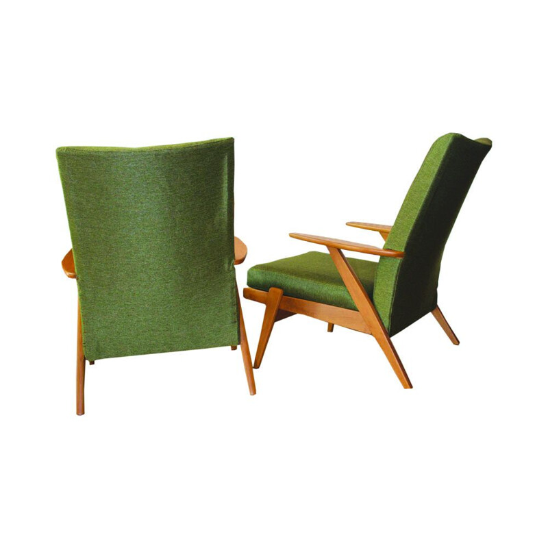 Set of 2 vintage P802 PK737 model green armchairs from Parker Knoll
