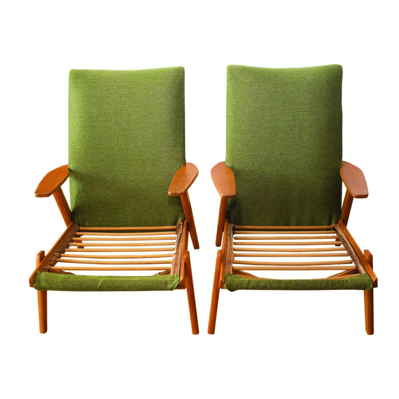 Set of 2 vintage P802 PK737 model green armchairs from Parker Knoll