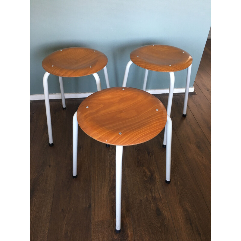 Set of 4 vintage industrial stools by Marko