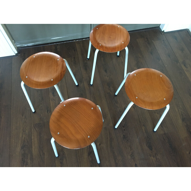 Set of 4 vintage industrial stools by Marko