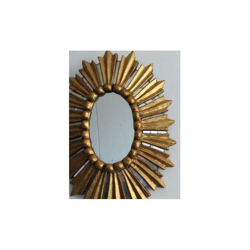 Vintage oval golden mirror witch's eye