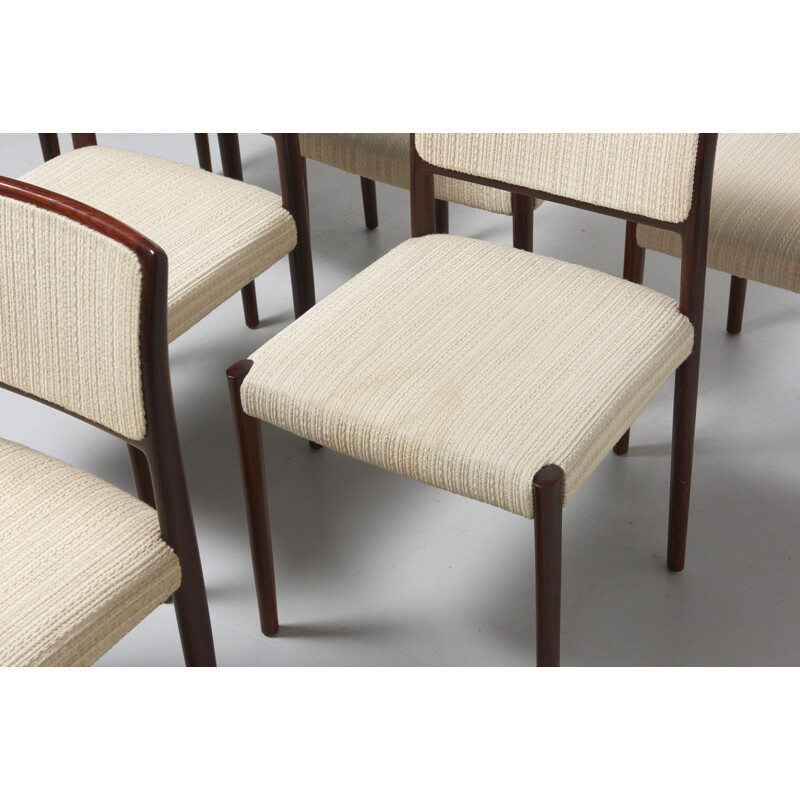 Suite de 6 chaises à repas vintage "80" par Niels 0. Møller