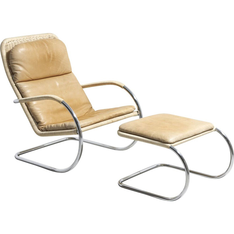 Vintage lounge chair with ottoman by Tecta