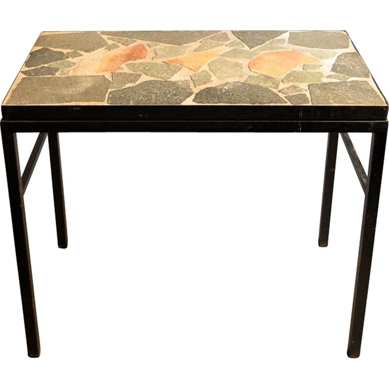 Vintage German side table with a stone top