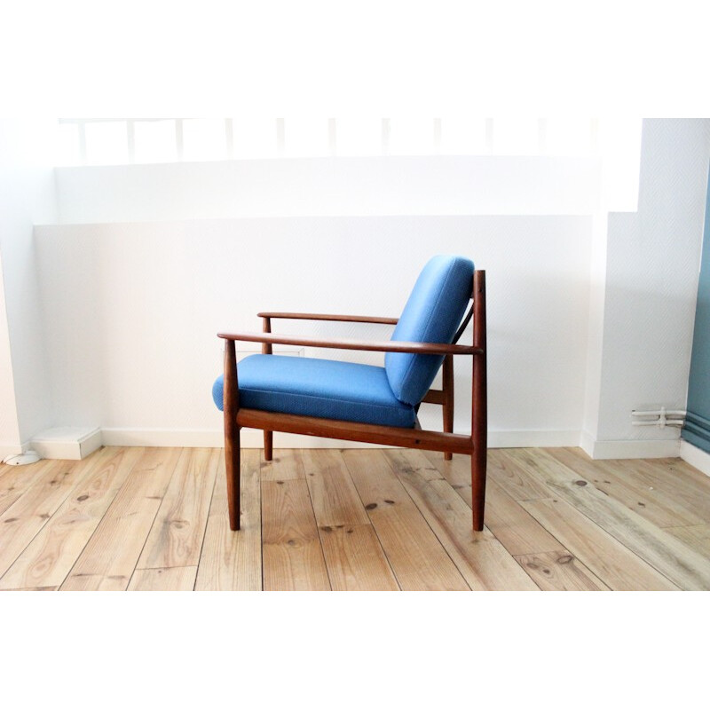 Pair of 118 Scandinavian armchairs in teak and wool, Grete JALK, France & Son edition - 1950s