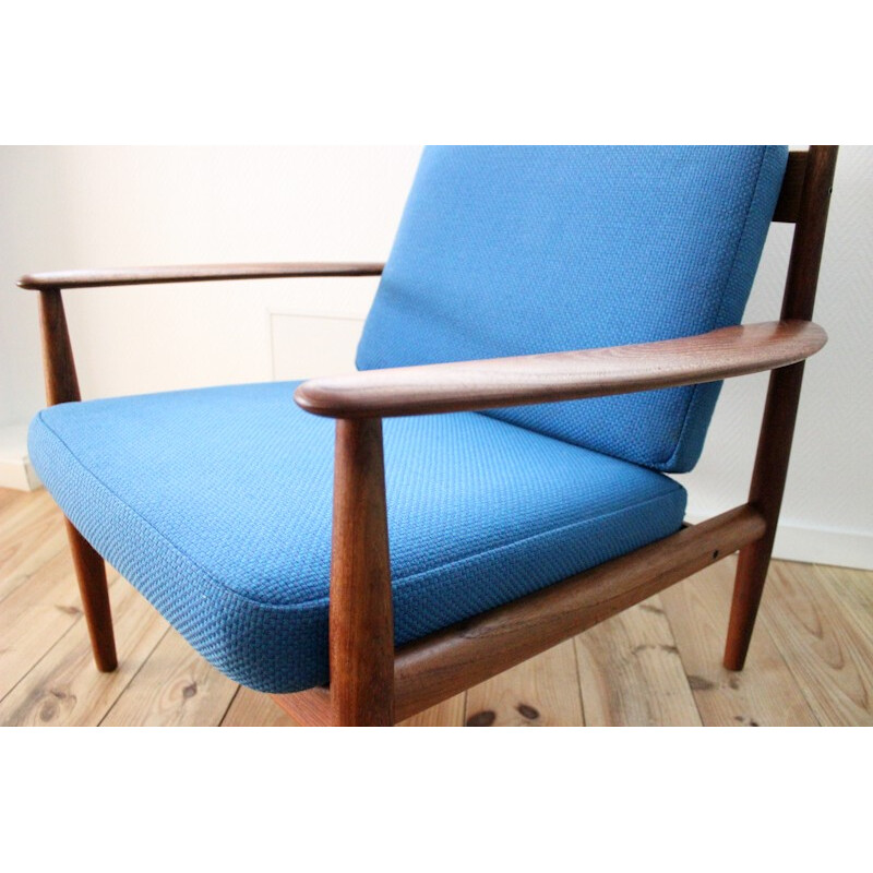 Pair of 118 Scandinavian armchairs in teak and wool, Grete JALK, France & Son edition - 1950s