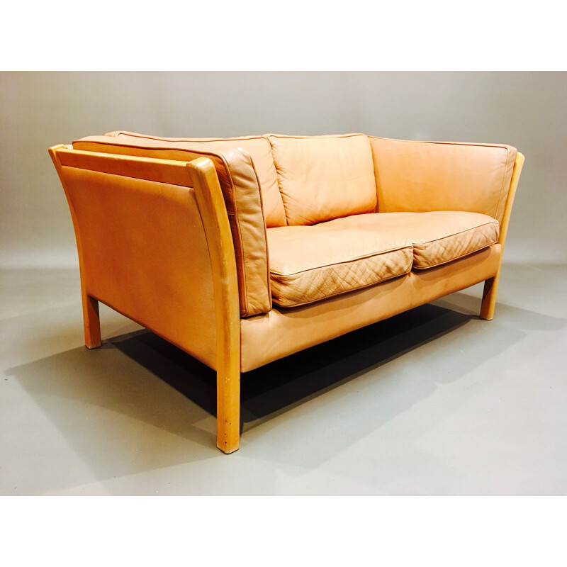 Vintage Danish 2-seater sofa in leather by Stouby