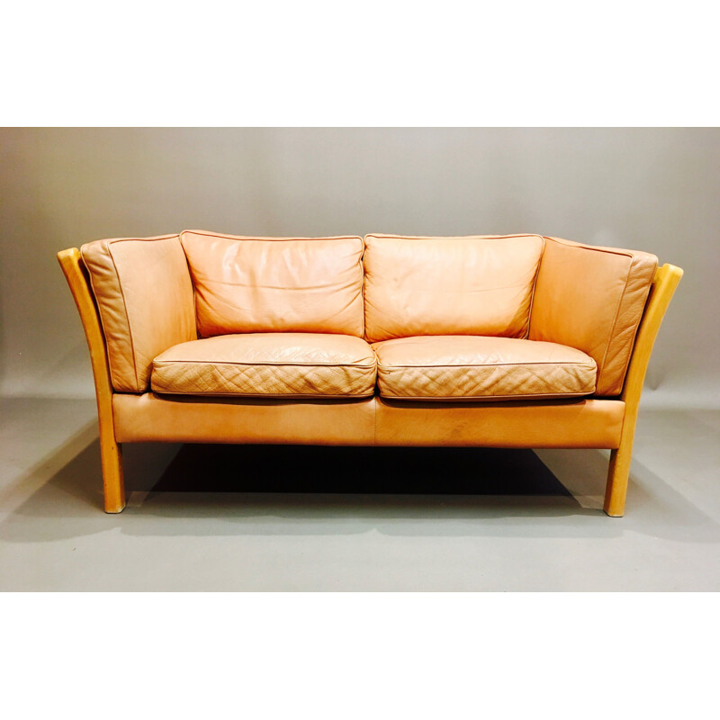 Vintage Danish 2-seater sofa in leather by Stouby