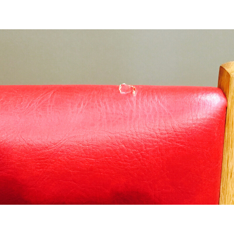 Suite de 2 fauteuils vintage rouges par Hans Wegner