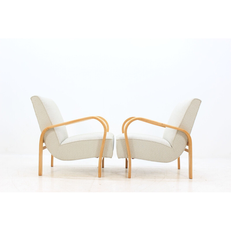 Set of 2 white armchairs by Karel Koželka & Antonín Kropáček