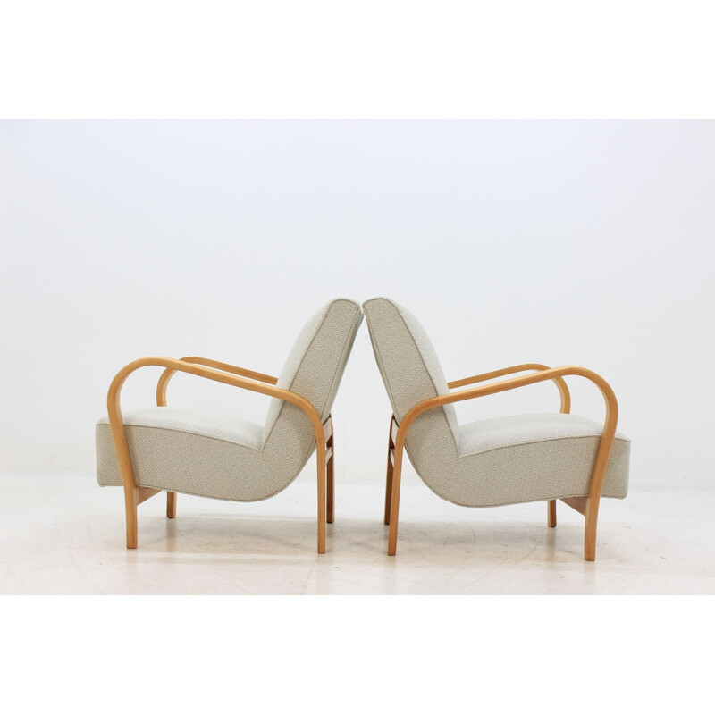 Set of 2 white armchairs by Karel Koželka & Antonín Kropáček