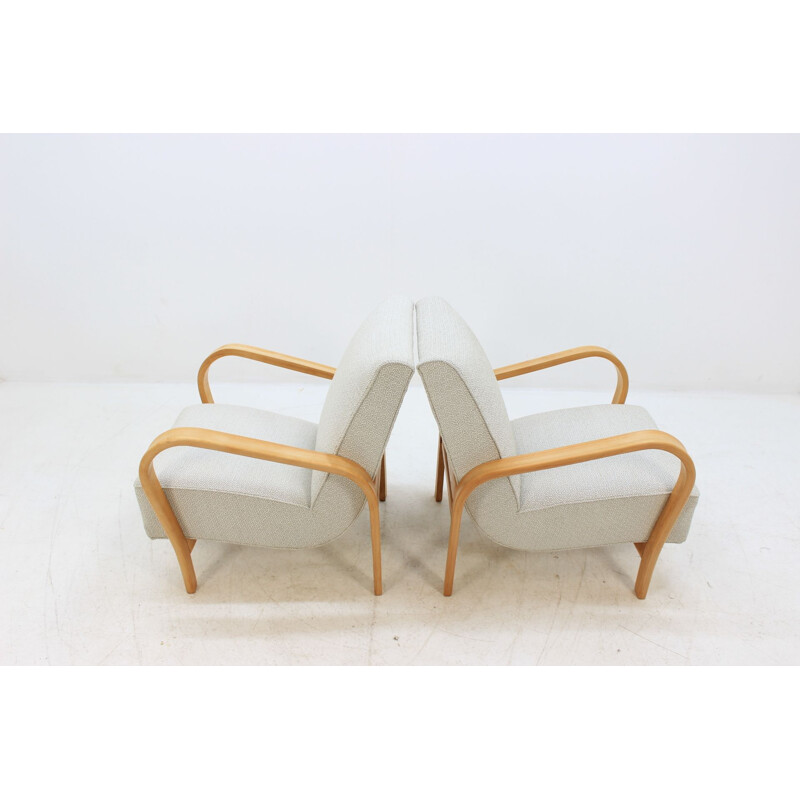 Set of 2 white armchairs by Karel Koželka & Antonín Kropáček