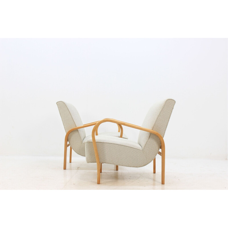 Set of 2 white armchairs by Karel Koželka & Antonín Kropáček